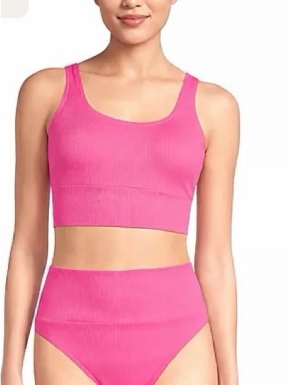 Lands' End Ribbed Tugless Midkini with high waisted bottoms - never worn